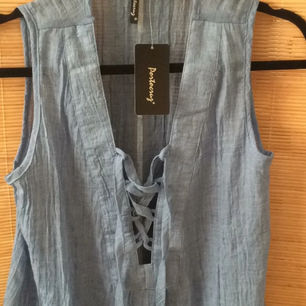 NEW! Swim Coverup dress NWT blue PORTOCRUZ beach pool resort